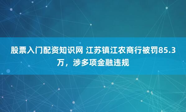 股票入门配资知识网 江苏镇江农商行被罚85.3万,涉多项金融违规