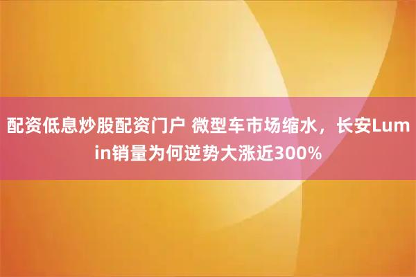 配资低息炒股配资门户 微型车市场缩水，长安Lumin销量为何逆势大涨近300%